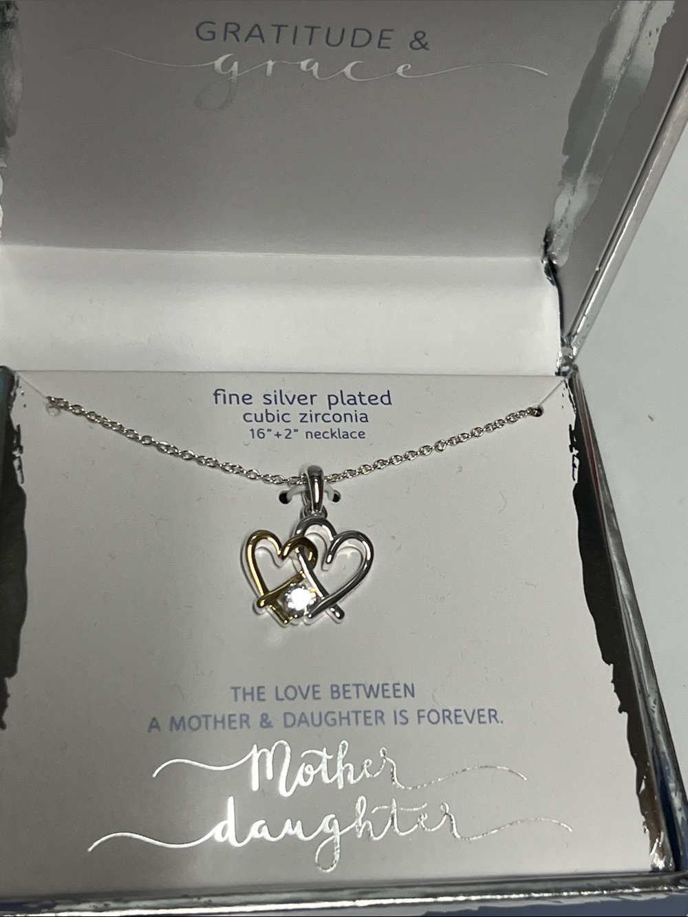 jcpenney Two-Tone Heart Pendant Necklace in Silver and Gold with Cubic Zirconia